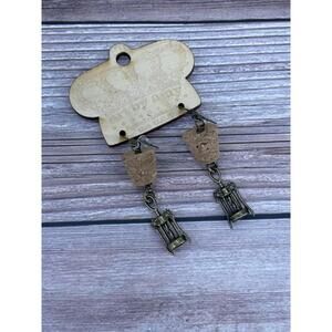 NEW ART BY AMY LABBE wine cork earrings in brown